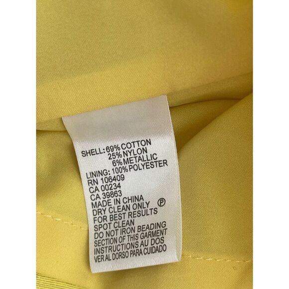 Tahari ASL Yellow White Floral Faux Pearl & Gold Sequin Sheath Dress Size 8 - Picture 10 of 11